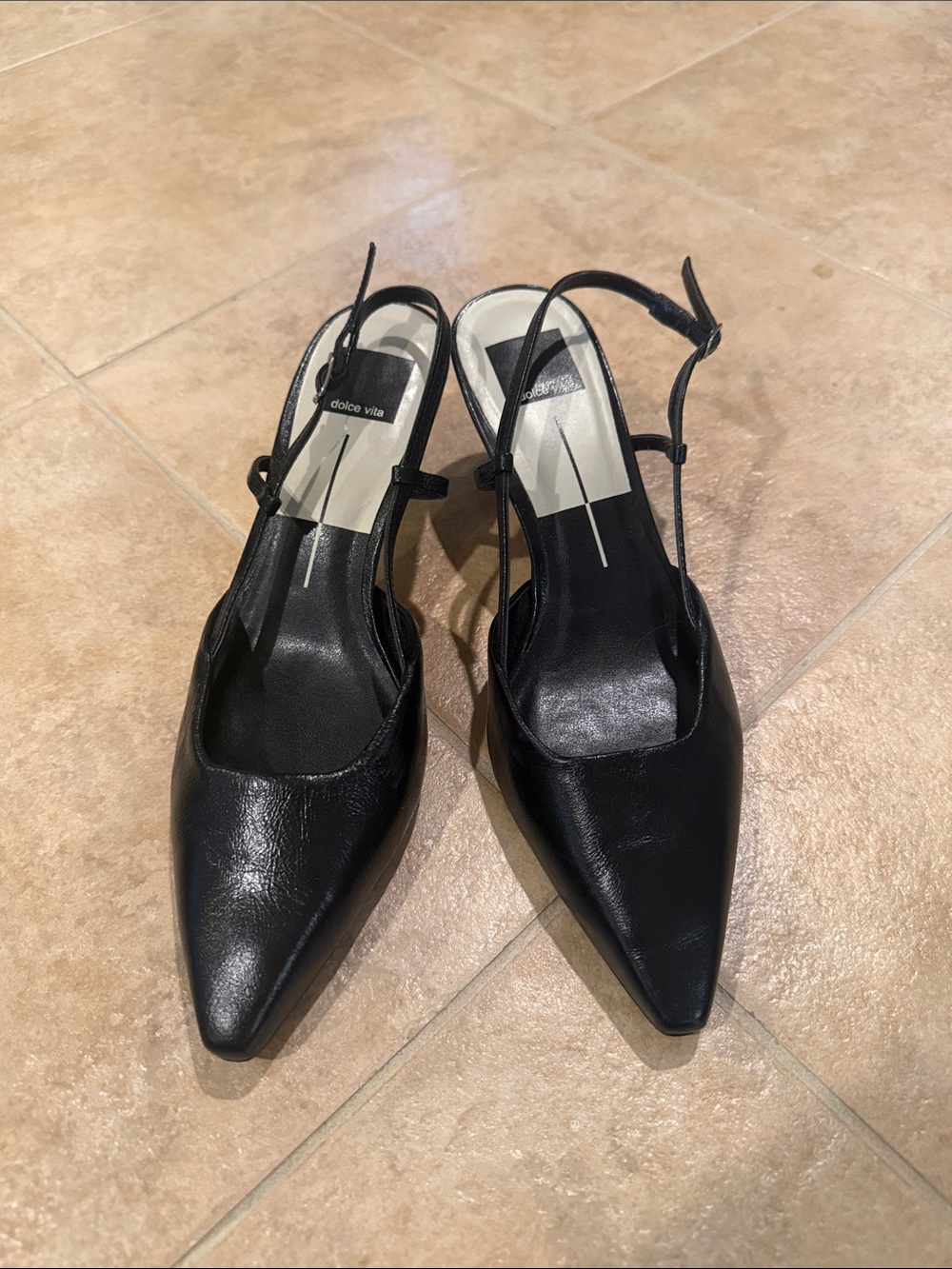 Dolce Vita Black Pointed Slingback Mules